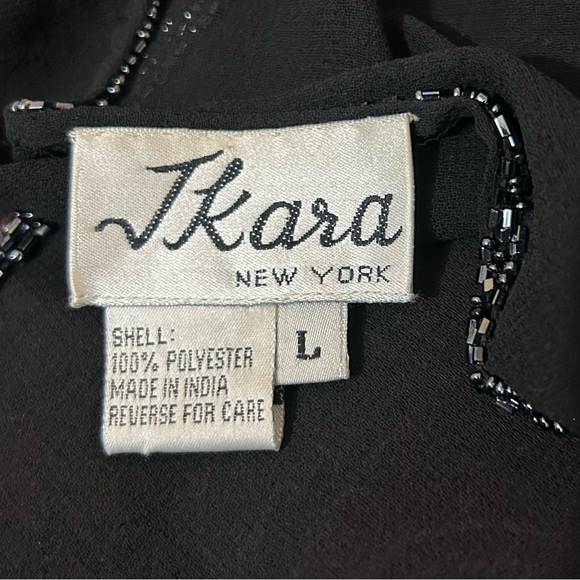 Vintage Beaded Fairy Top Black Sheer Open Whimsigoth Evening Top Jkara L - Picture 13 of 14